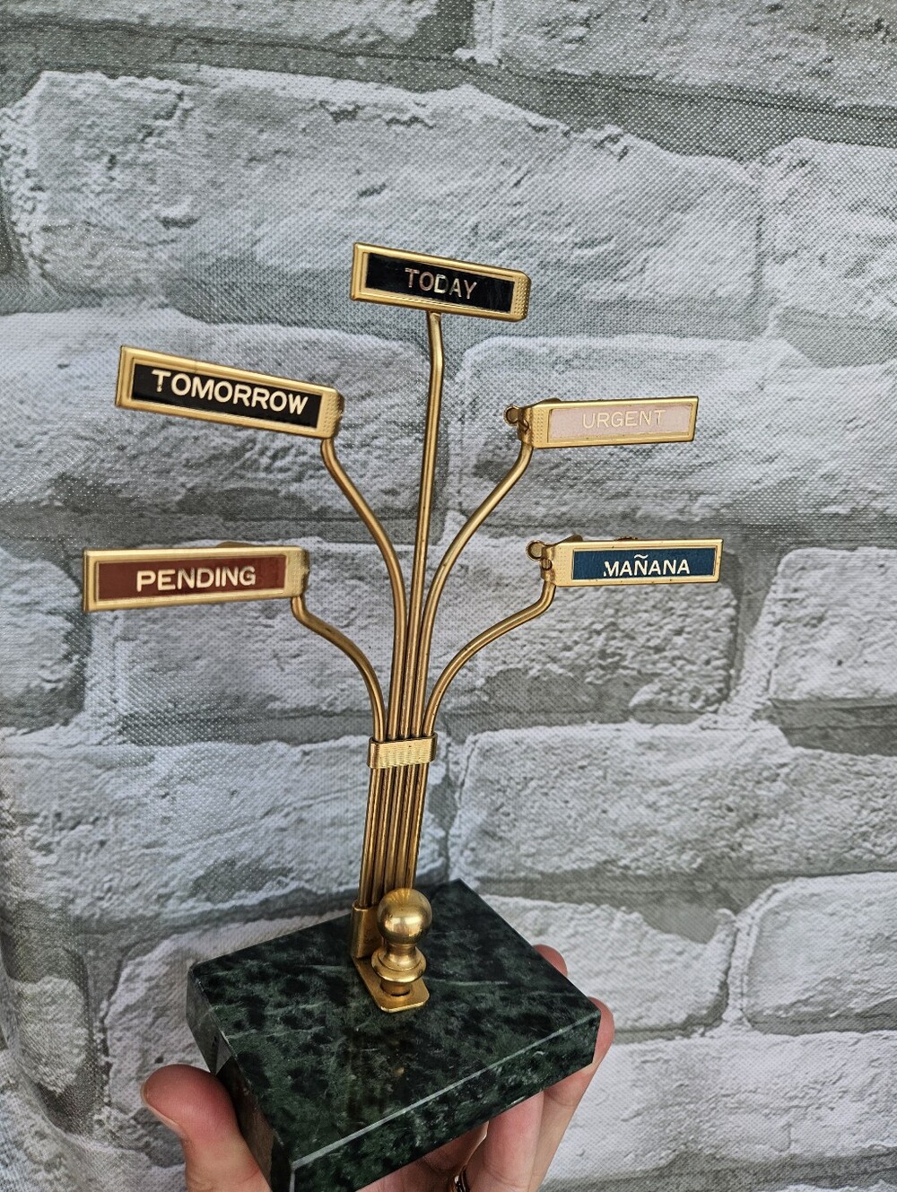1980s Memo Tree Office Decor Brass And Marble